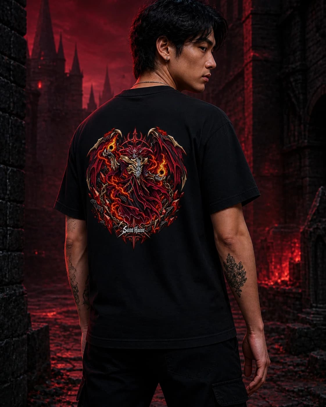 Zamorak - Core RuneScape Boss Shirt worn on a model